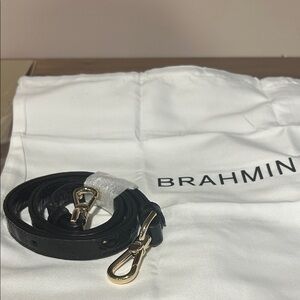 Brahmin Hallie Black Leather Strap with Gold Accents and small dust bag NEW